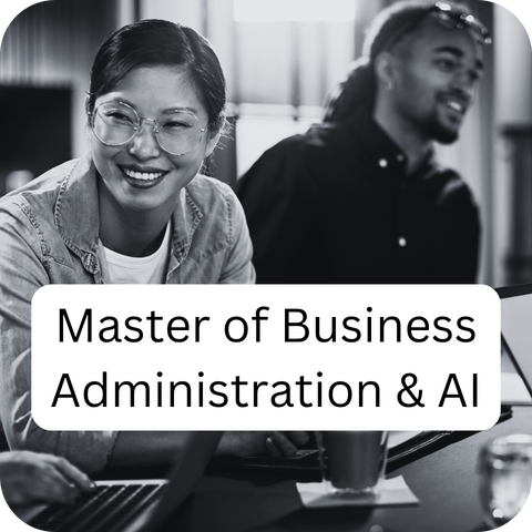 picture of two people with "Master of Business Administration and AI" on the title picture of two people with "Master of Business Administration and AI" on the title