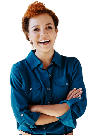 Younger woman smiling