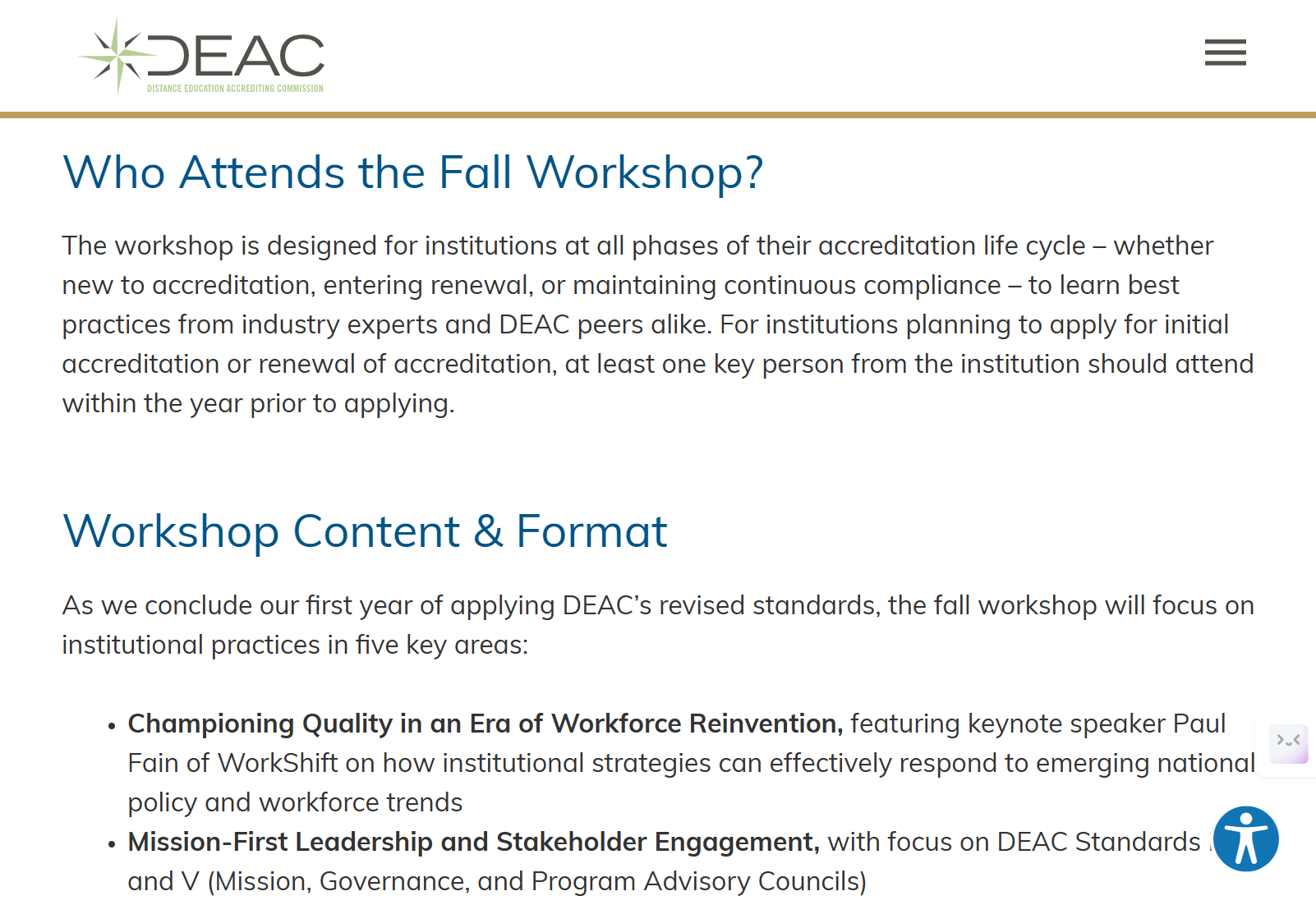 DEAC workshop DEAC workshop