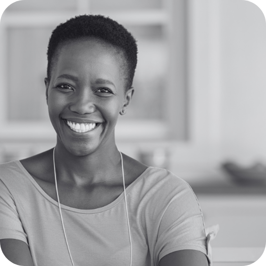 Smiling woman with brown skin